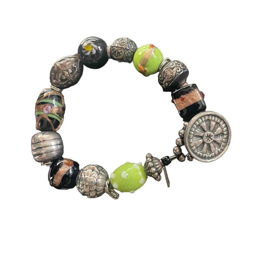 Green and black Glass beaded Bracelet